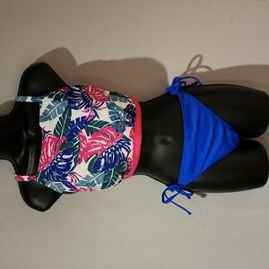Decree 1X Bikini Top w/XL  Shade & Shore Green Bottom, & XL xhilaration Blue Btm